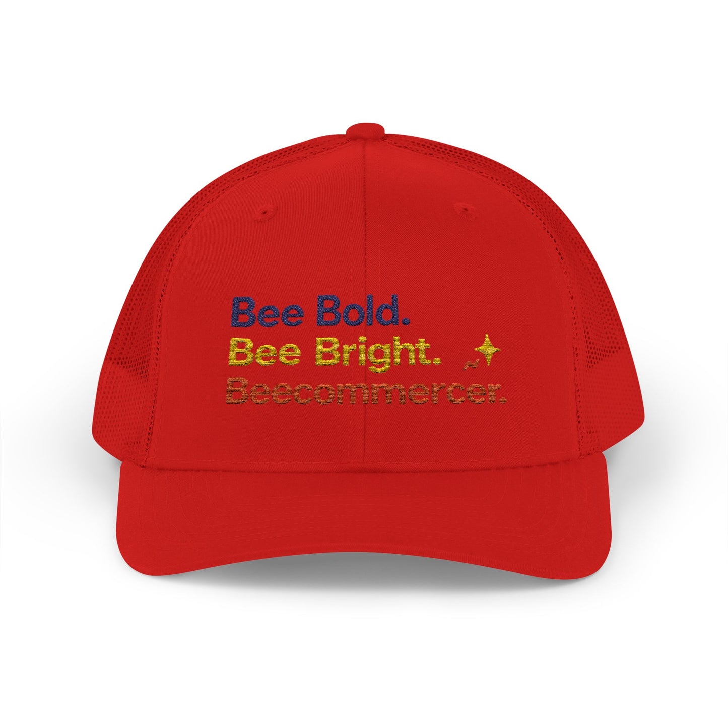 Trucker Cap — "Bee Bold. Bee Bright. Beecommercer." Embroidered Entrepreneur Hat