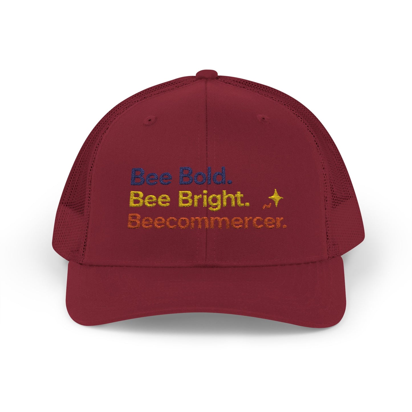 Trucker Cap — "Bee Bold. Bee Bright. Beecommercer." Embroidered Entrepreneur Hat