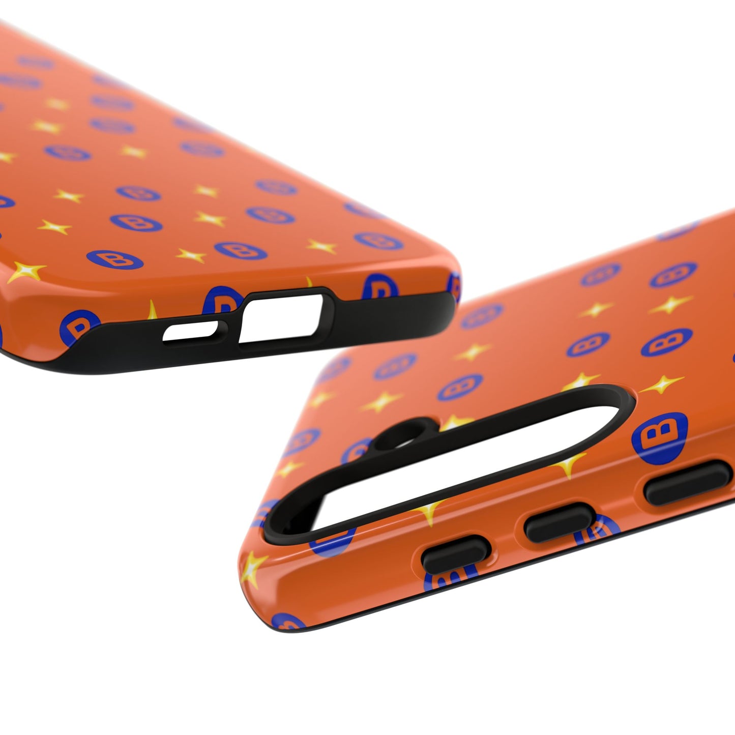 Orange Retro Sparkle Phone Case — Monogram B Pattern Tough Case