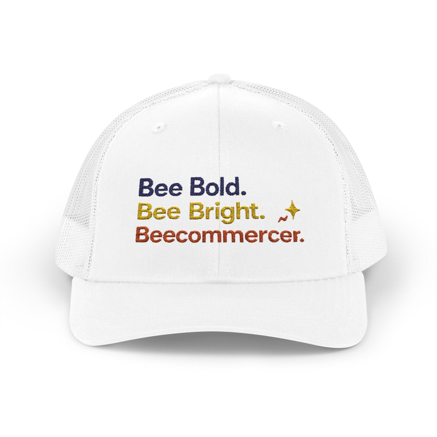 Trucker Cap — "Bee Bold. Bee Bright. Beecommercer." Embroidered Entrepreneur Hat