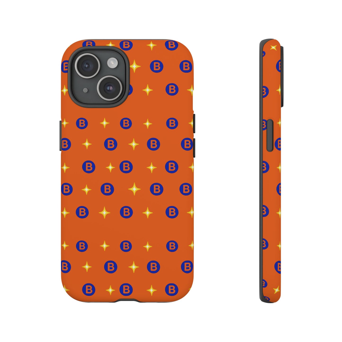 Orange Retro Sparkle Phone Case — Monogram B Pattern Tough Case