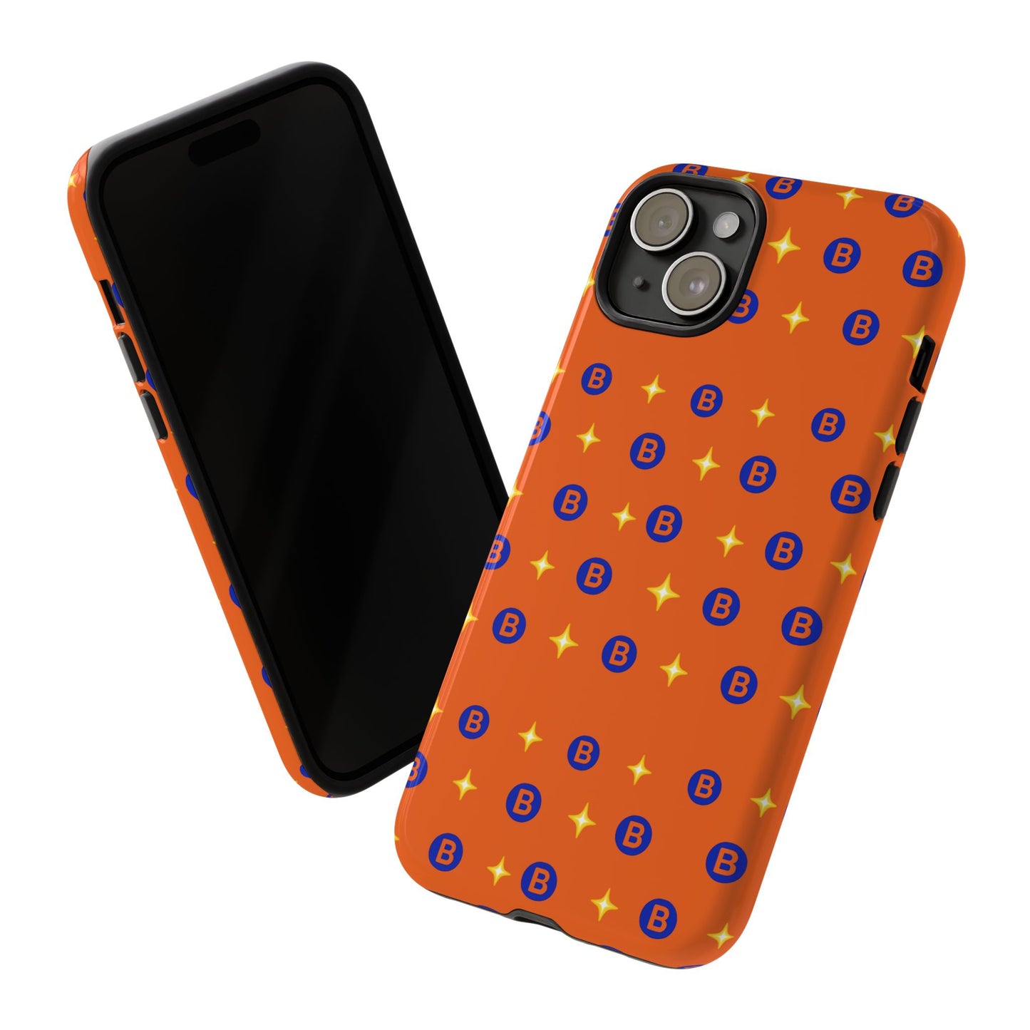 Orange Retro Sparkle Phone Case — Monogram B Pattern Tough Case