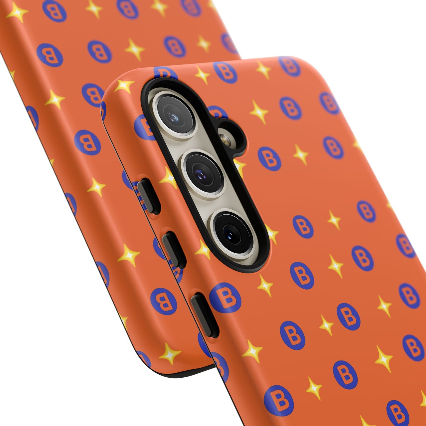 Orange Retro Sparkle Phone Case — Monogram B Pattern Tough Case