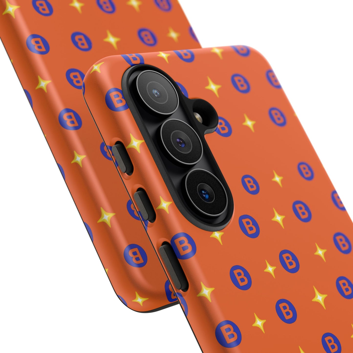 Orange Retro Sparkle Phone Case — Monogram B Pattern Tough Case