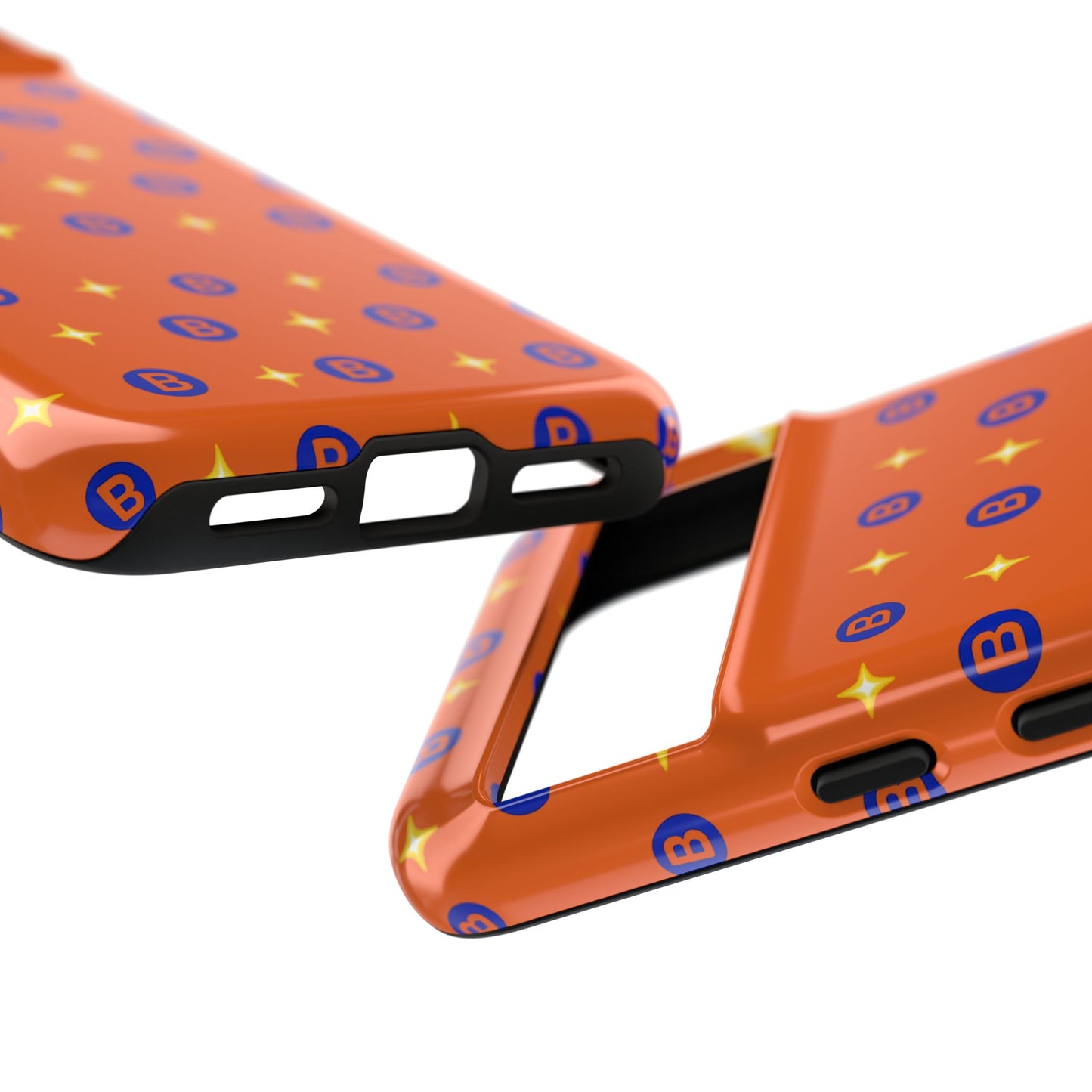 Orange Retro Sparkle Phone Case — Monogram B Pattern Tough Case