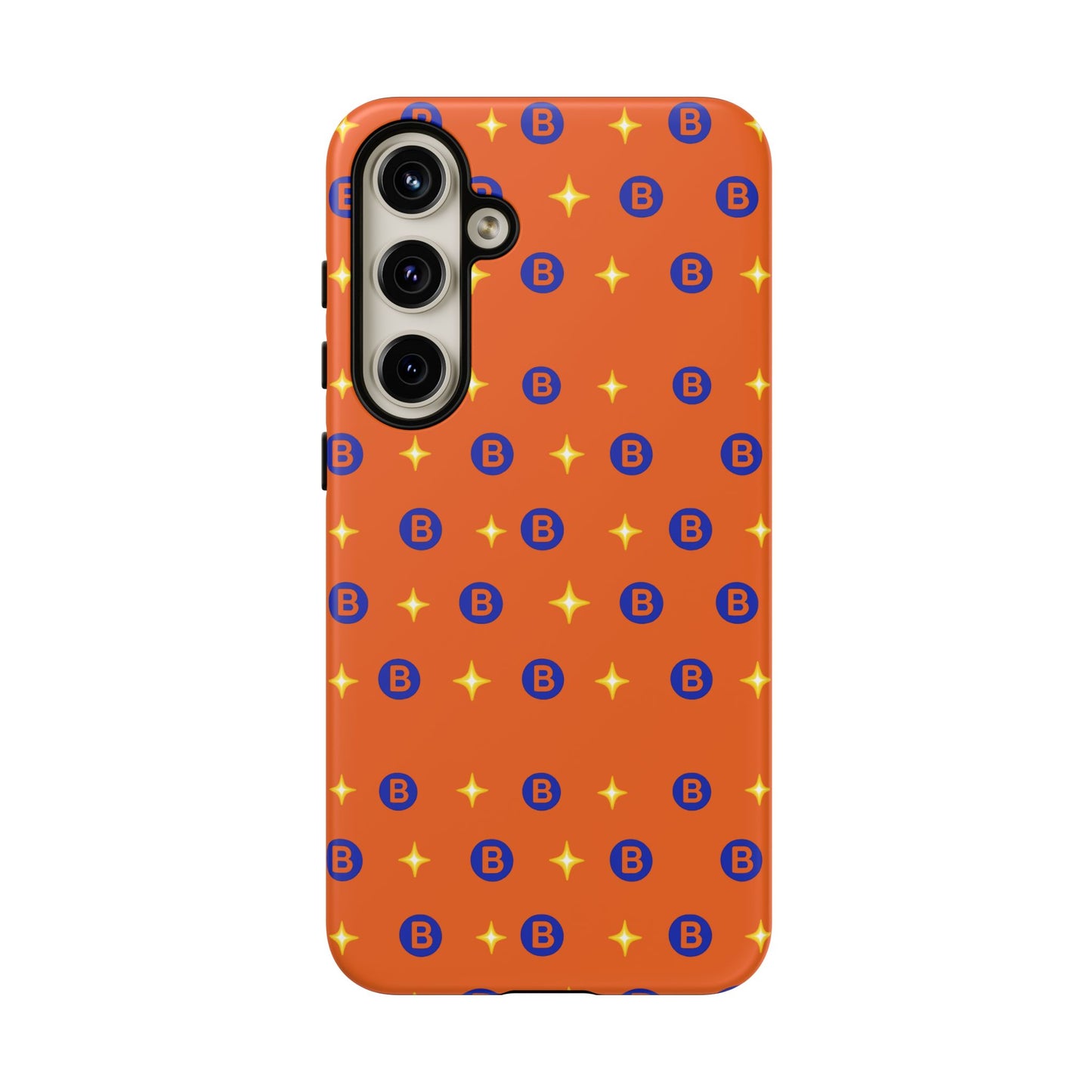 Orange Retro Sparkle Phone Case — Monogram B Pattern Tough Case