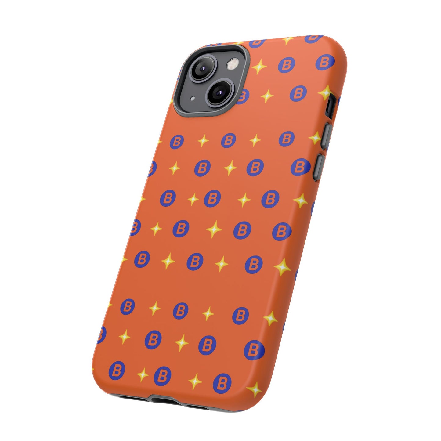 Orange Retro Sparkle Phone Case — Monogram B Pattern Tough Case