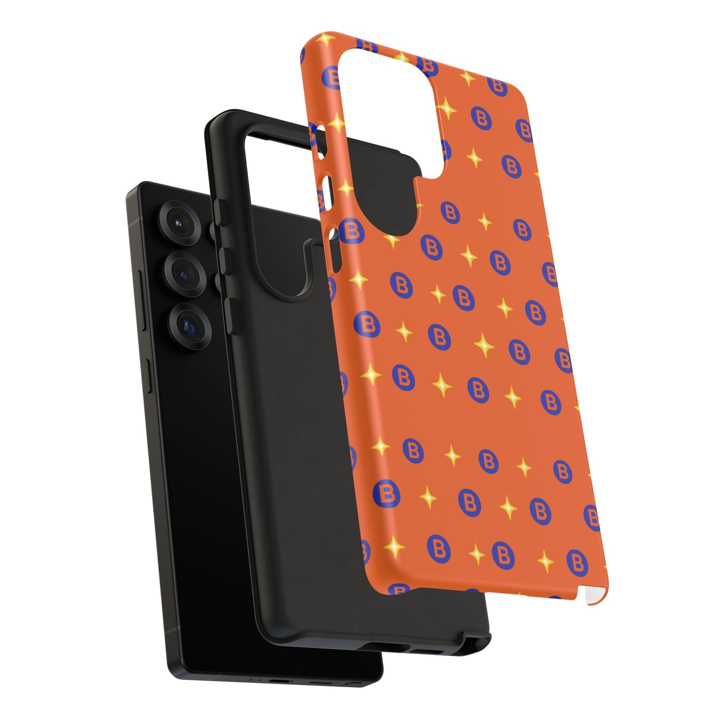 Orange Retro Sparkle Phone Case — Monogram B Pattern Tough Case