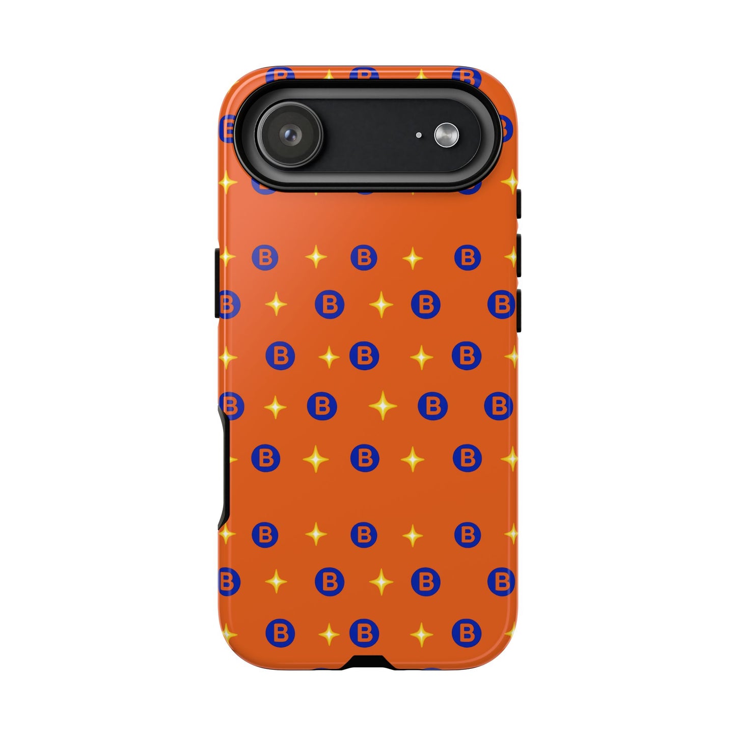 Orange Retro Sparkle Phone Case — Monogram B Pattern Tough Case