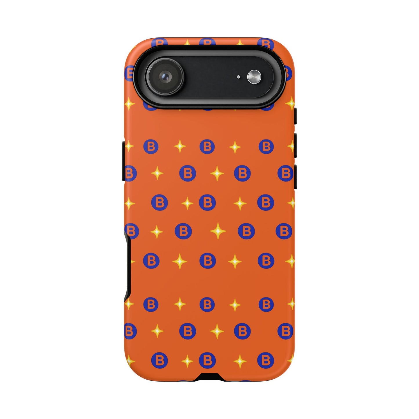 Orange Retro Sparkle Phone Case — Monogram B Pattern Tough Case