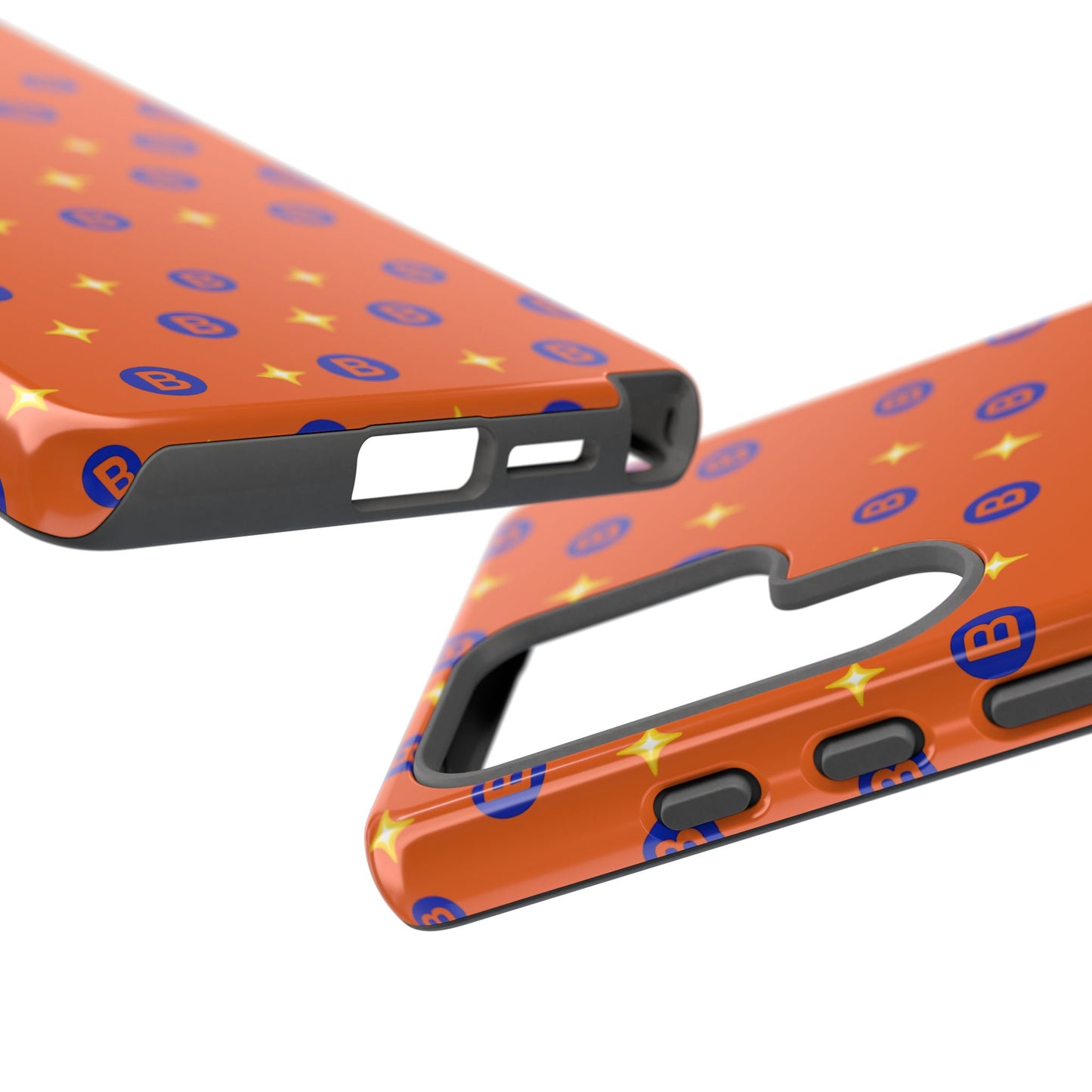 Orange Retro Sparkle Phone Case — Monogram B Pattern Tough Case