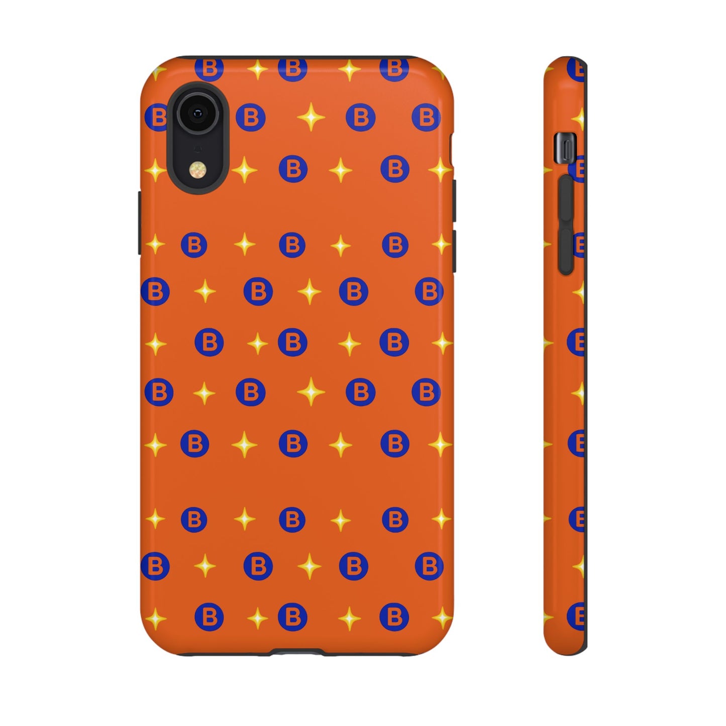 Orange Retro Sparkle Phone Case — Monogram B Pattern Tough Case