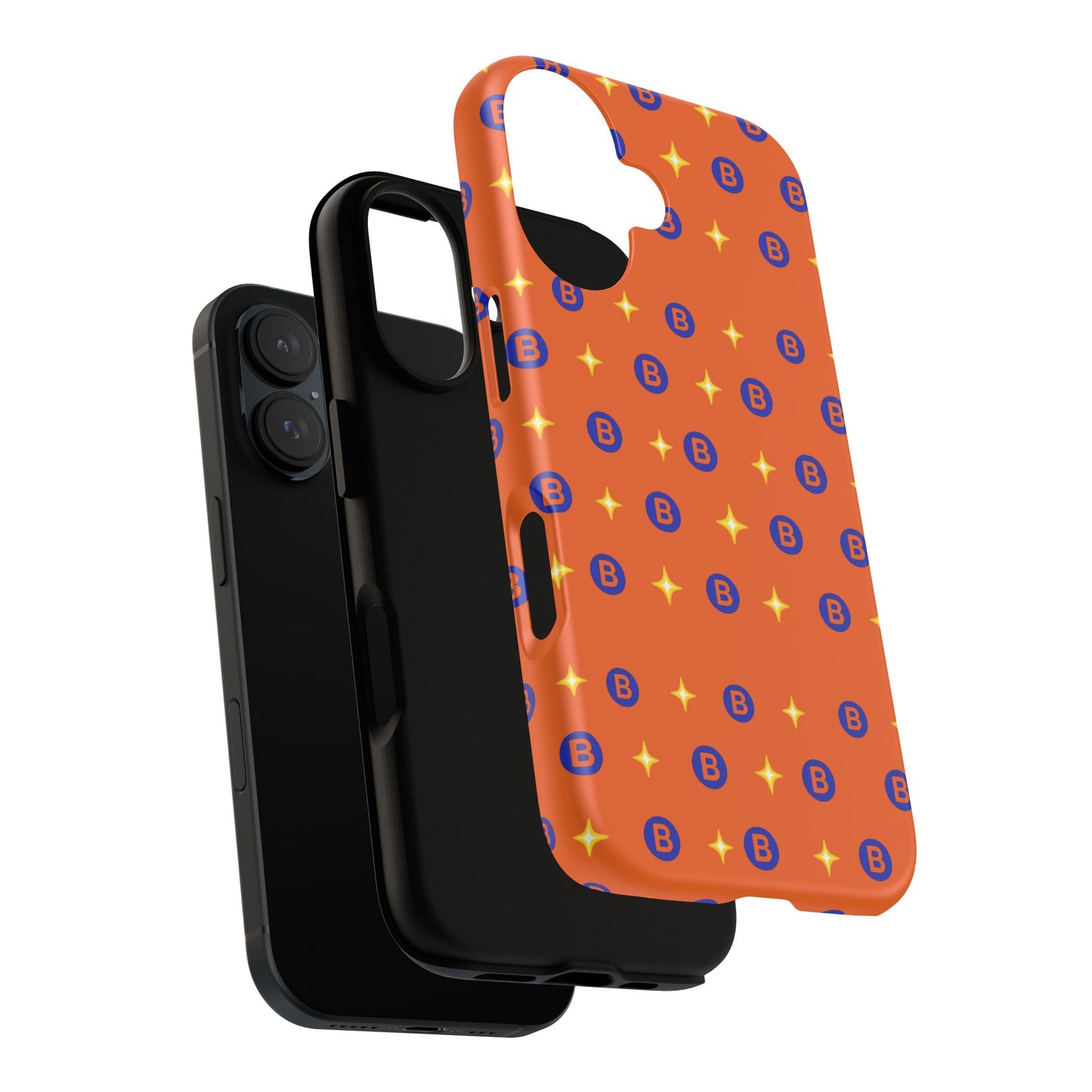 Orange Retro Sparkle Phone Case — Monogram B Pattern Tough Case