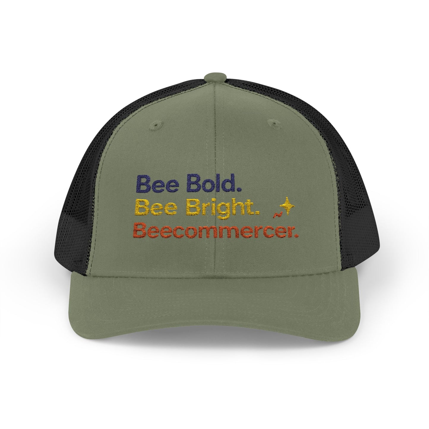Trucker Cap — "Bee Bold. Bee Bright. Beecommercer." Embroidered Entrepreneur Hat