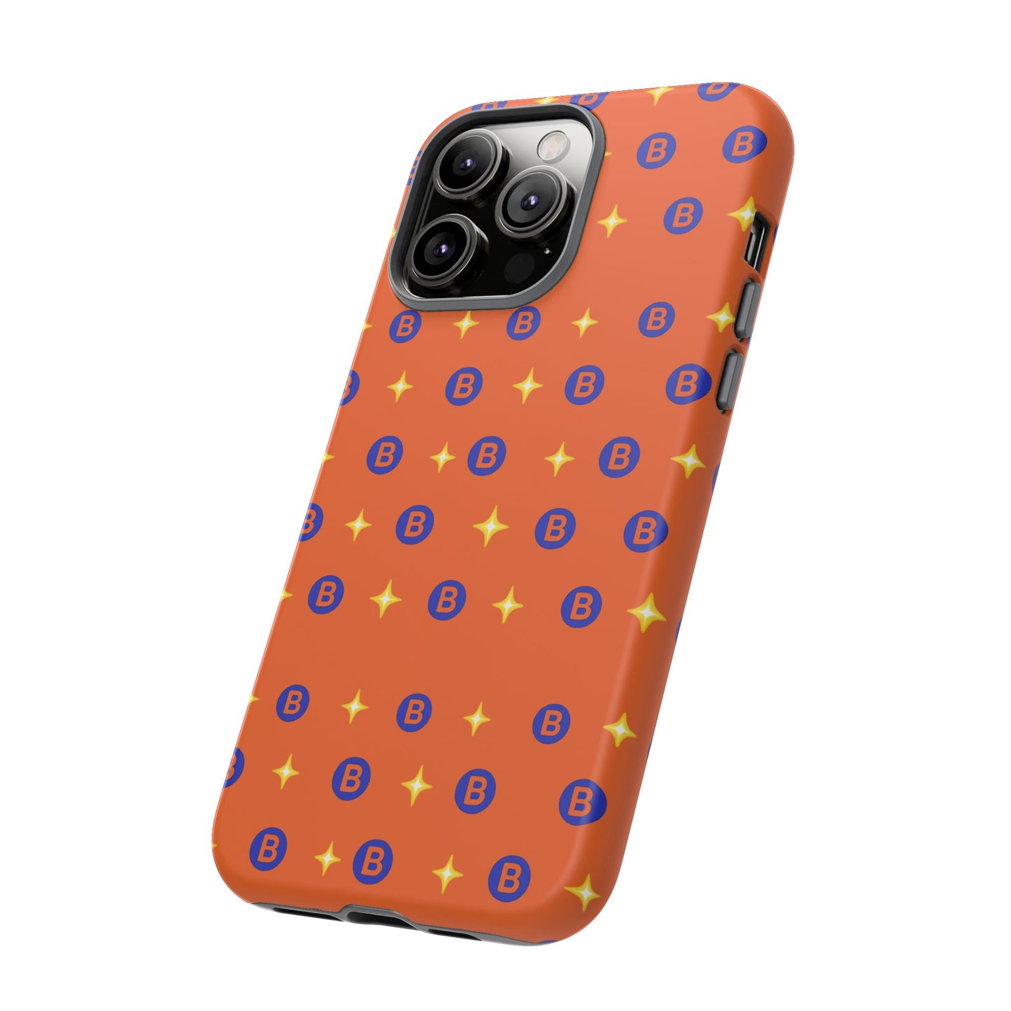 Orange Retro Sparkle Phone Case — Monogram B Pattern Tough Case