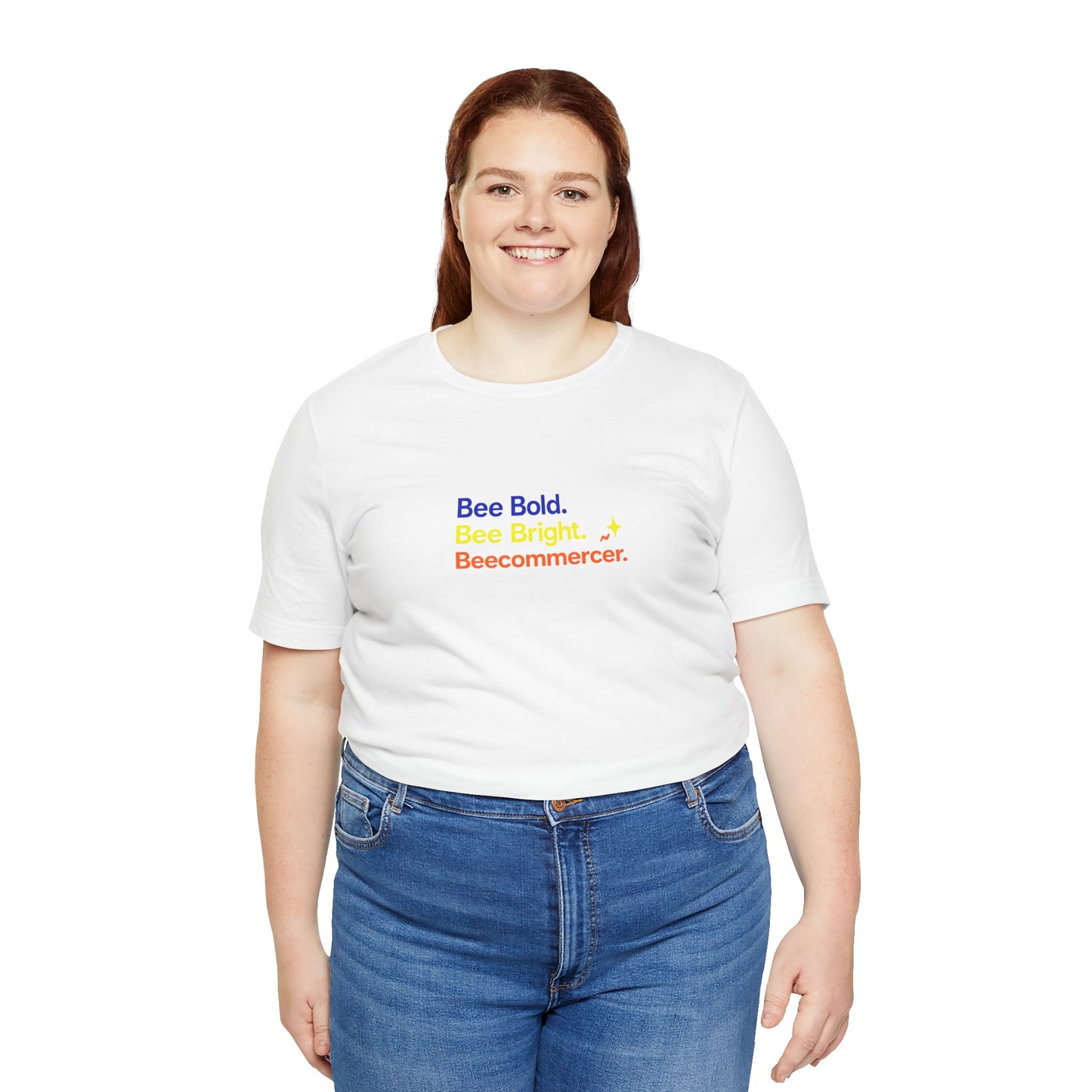 T-Shirt — "Bee Bold. Bee Bright. Beecoomercer." Motivational Minimalist Tee