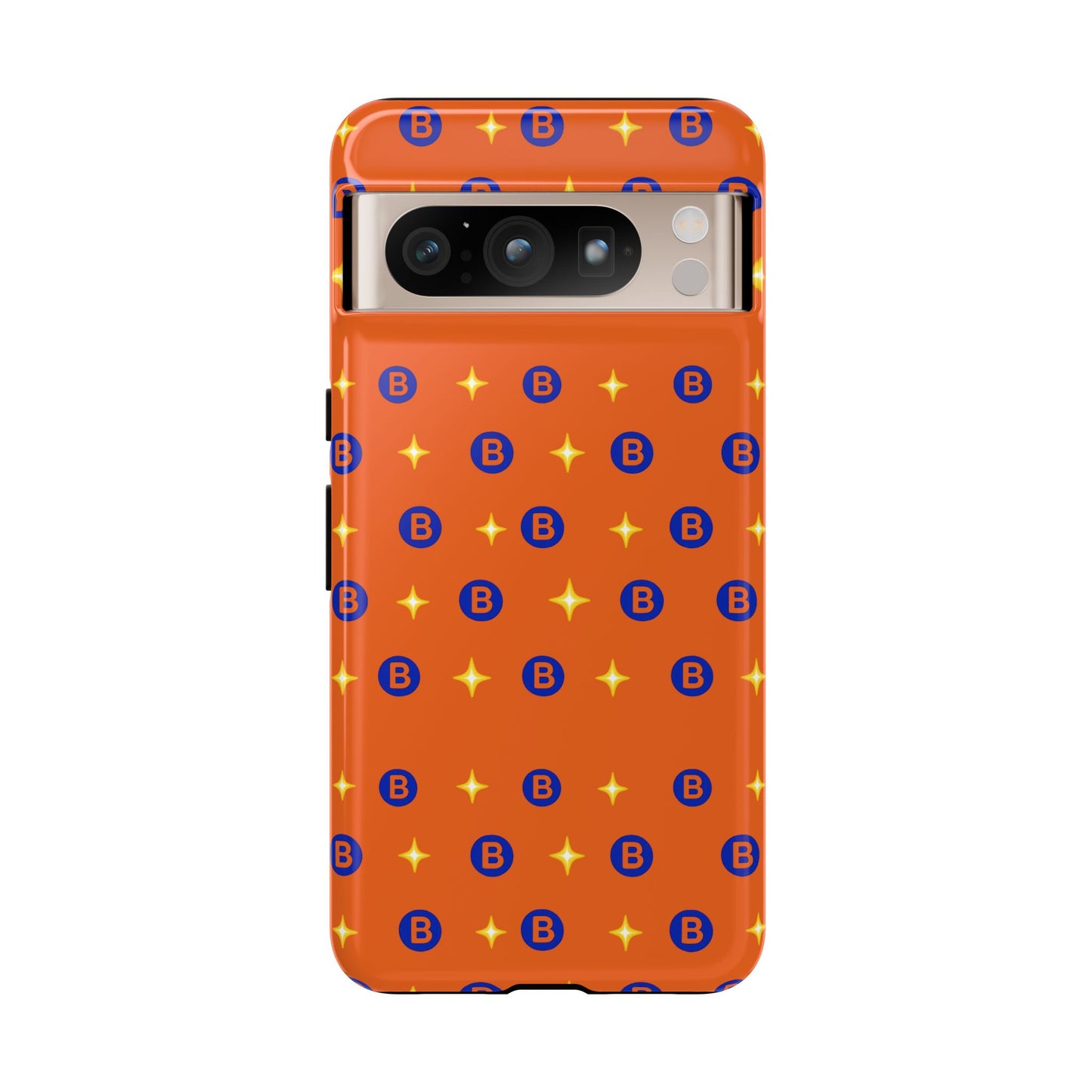 Orange Retro Sparkle Phone Case — Monogram B Pattern Tough Case