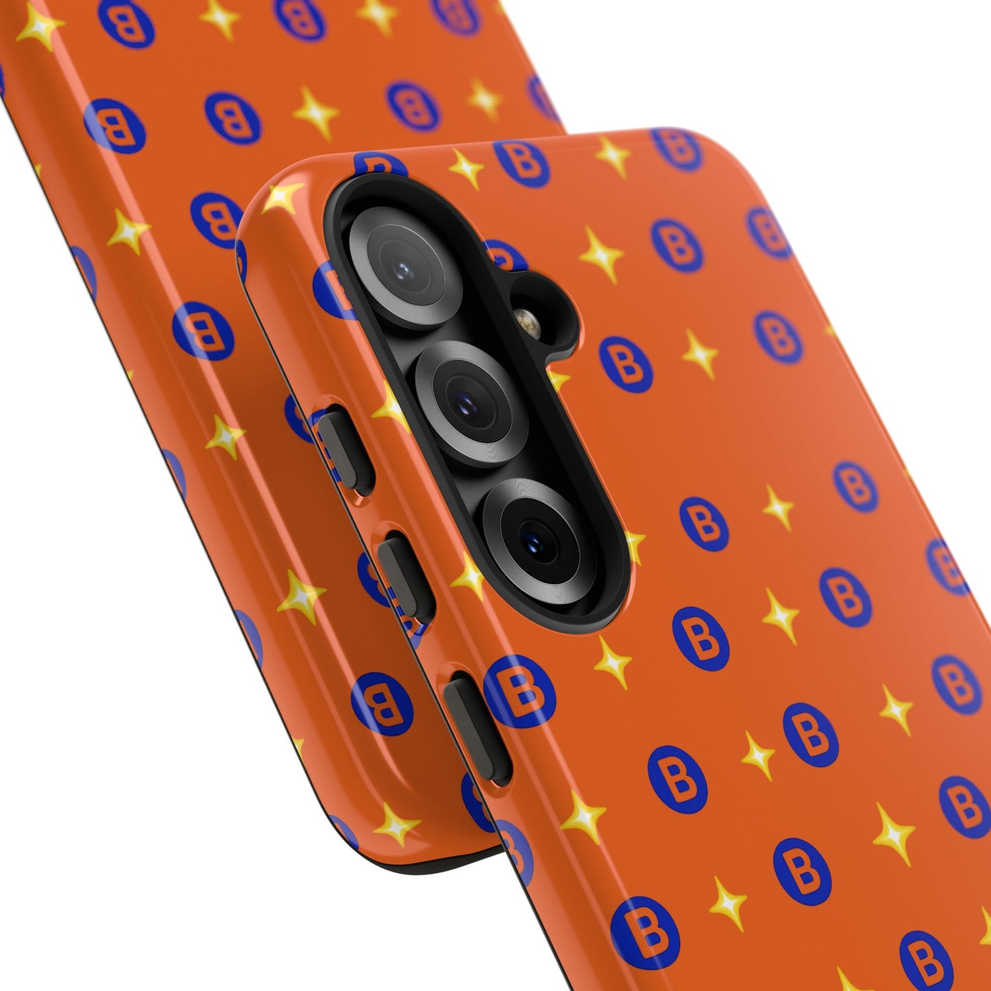 Orange Retro Sparkle Phone Case — Monogram B Pattern Tough Case