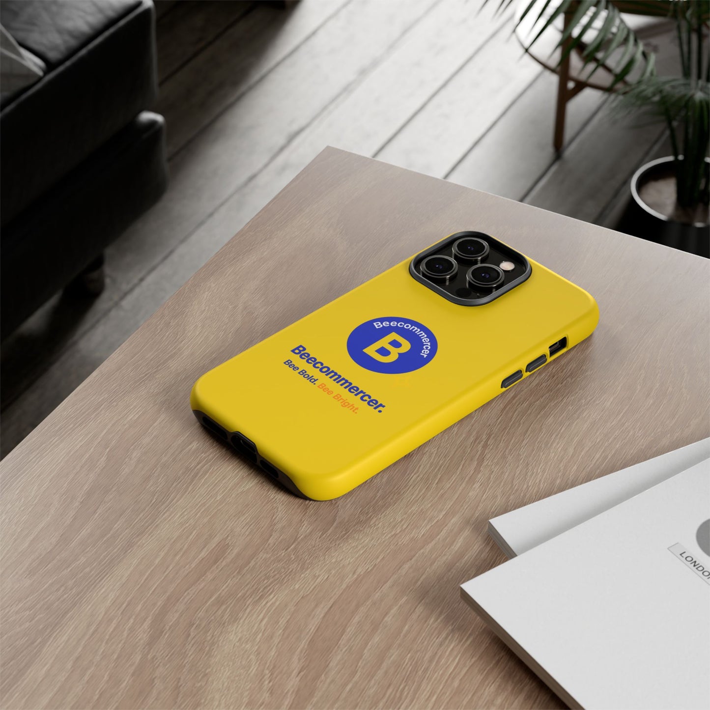 Beecommercer Bold Logo Phone Case — Yellow Protective Phone Cover