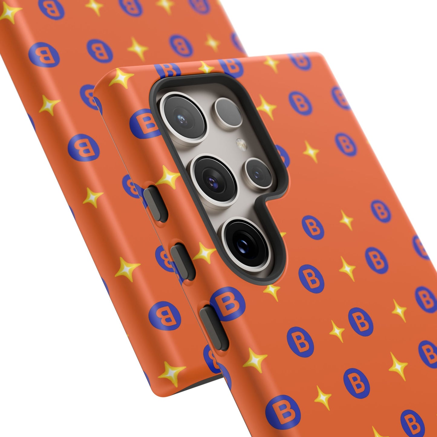 Orange Retro Sparkle Phone Case — Monogram B Pattern Tough Case