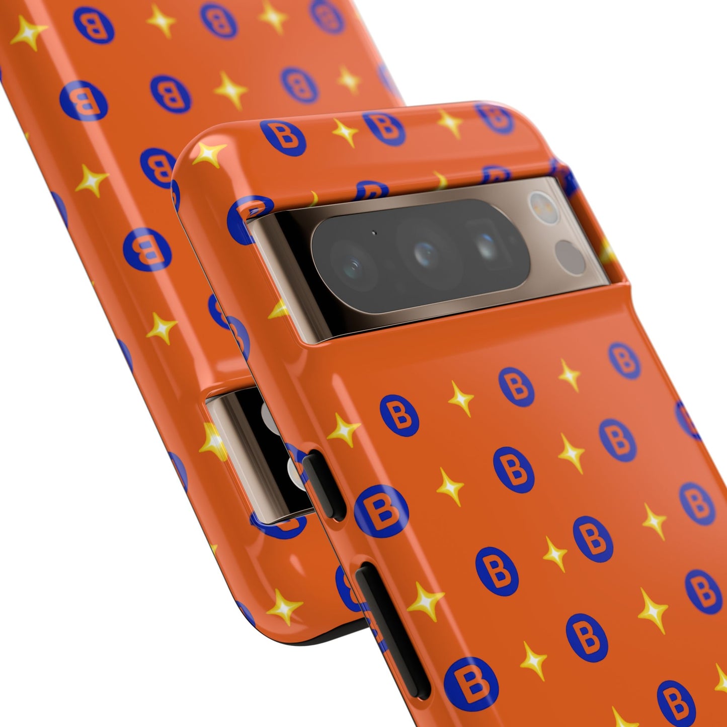 Orange Retro Sparkle Phone Case — Monogram B Pattern Tough Case