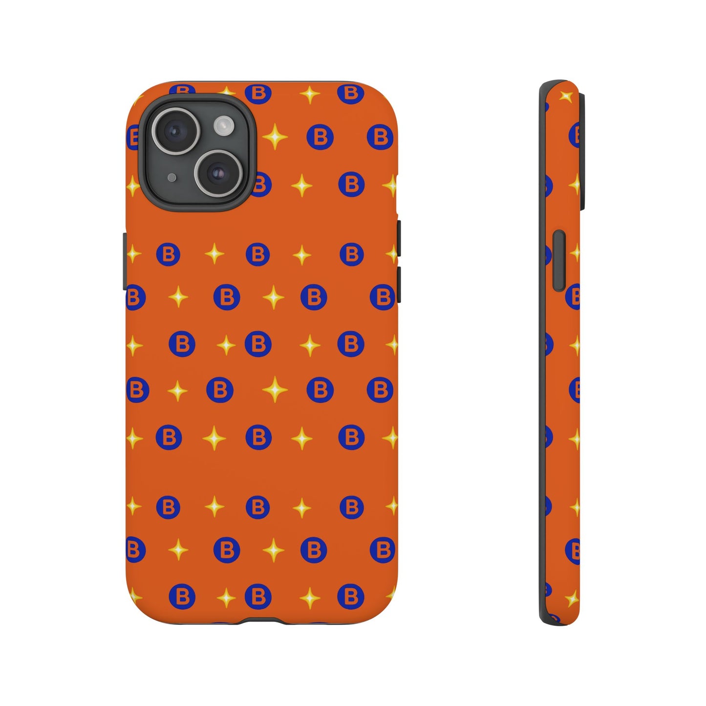 Orange Retro Sparkle Phone Case — Monogram B Pattern Tough Case