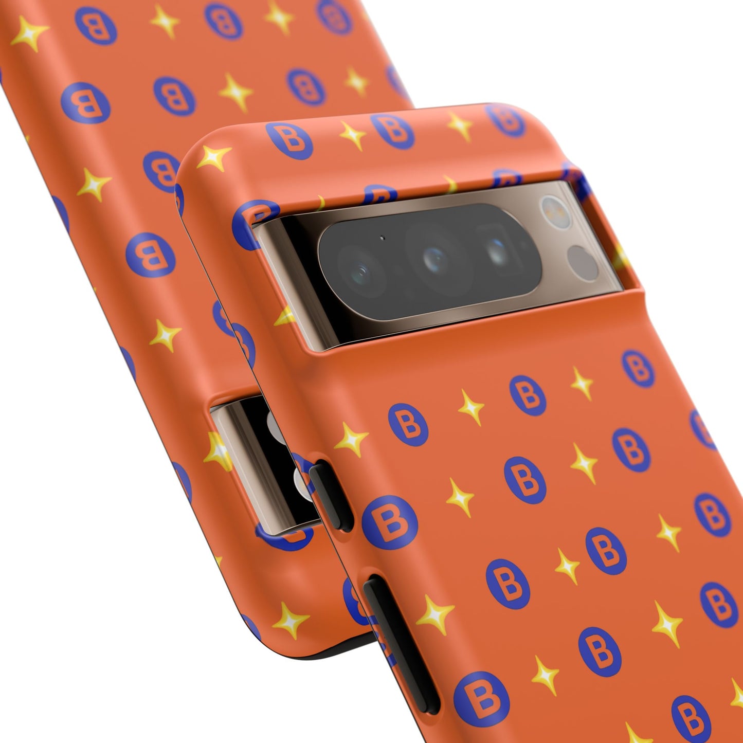 Orange Retro Sparkle Phone Case — Monogram B Pattern Tough Case