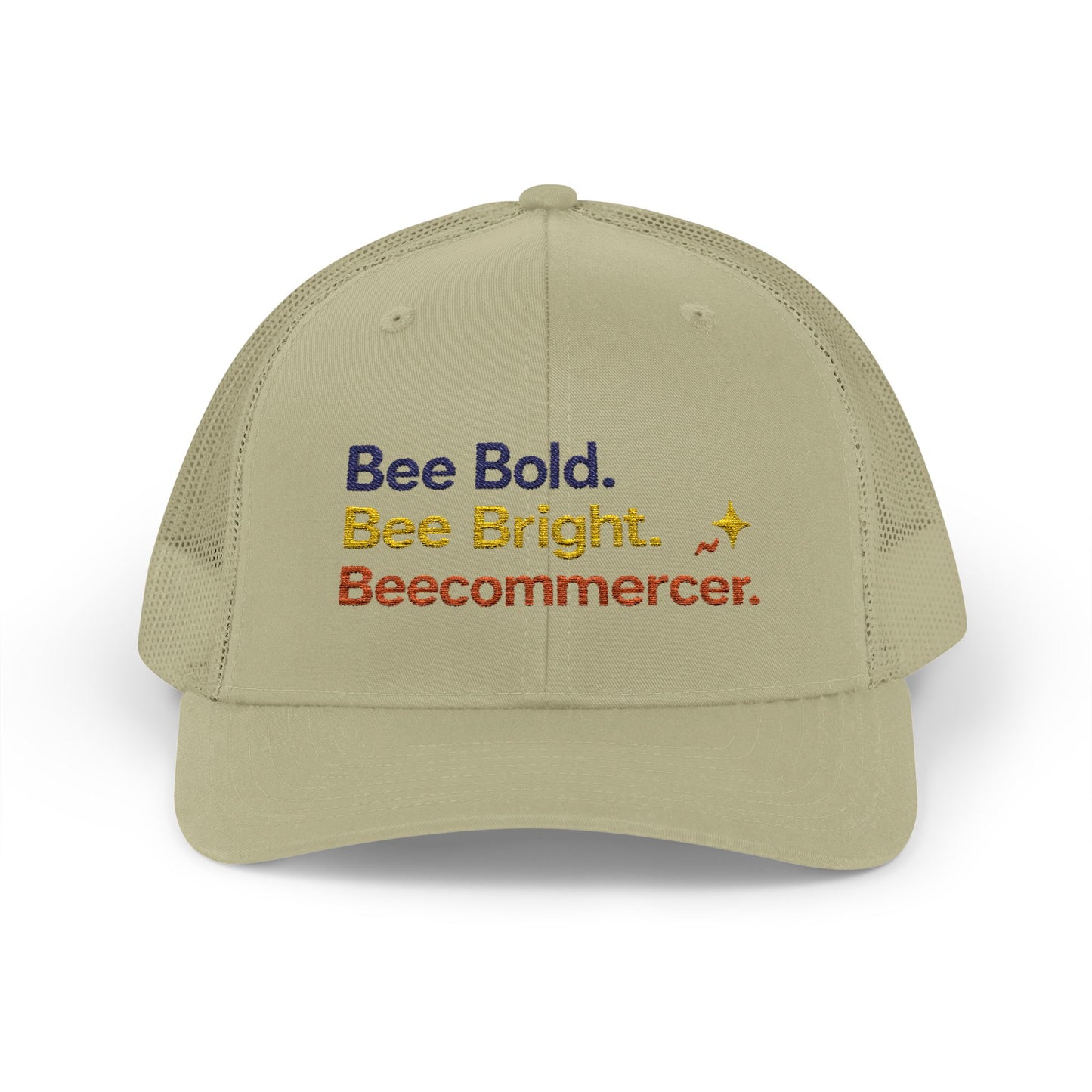 Trucker Cap — "Bee Bold. Bee Bright. Beecommercer." Embroidered Entrepreneur Hat