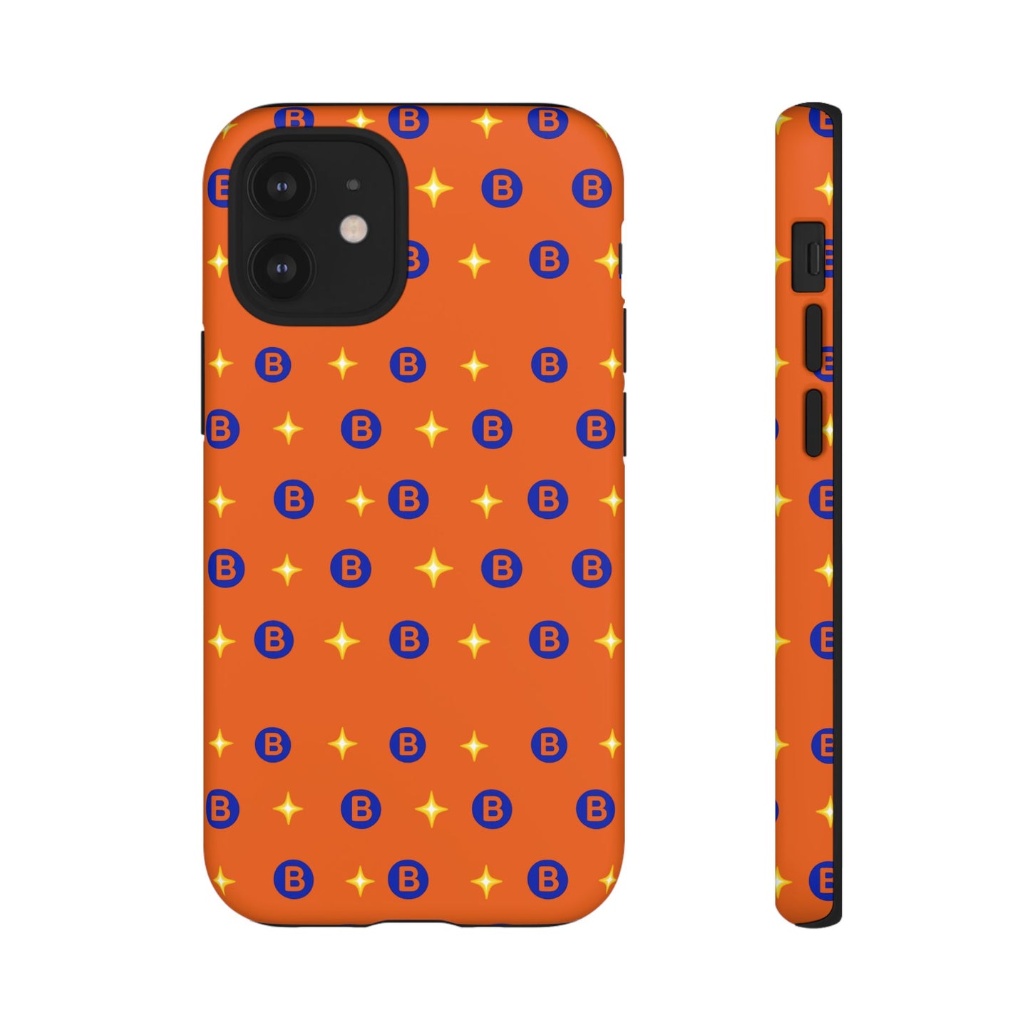 Orange Retro Sparkle Phone Case — Monogram B Pattern Tough Case