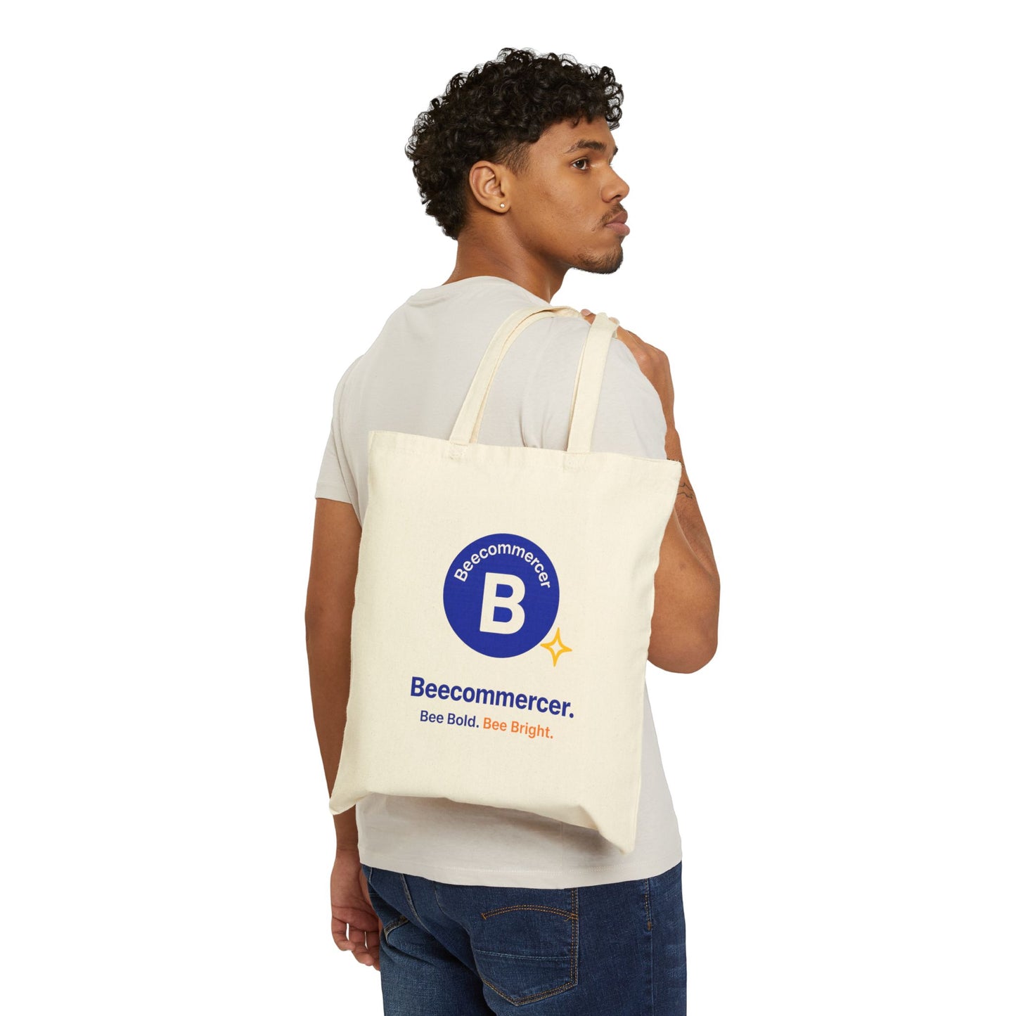 Canvas Tote Bag — Beecommercer Logo "Bee Bold. Bee Bright."