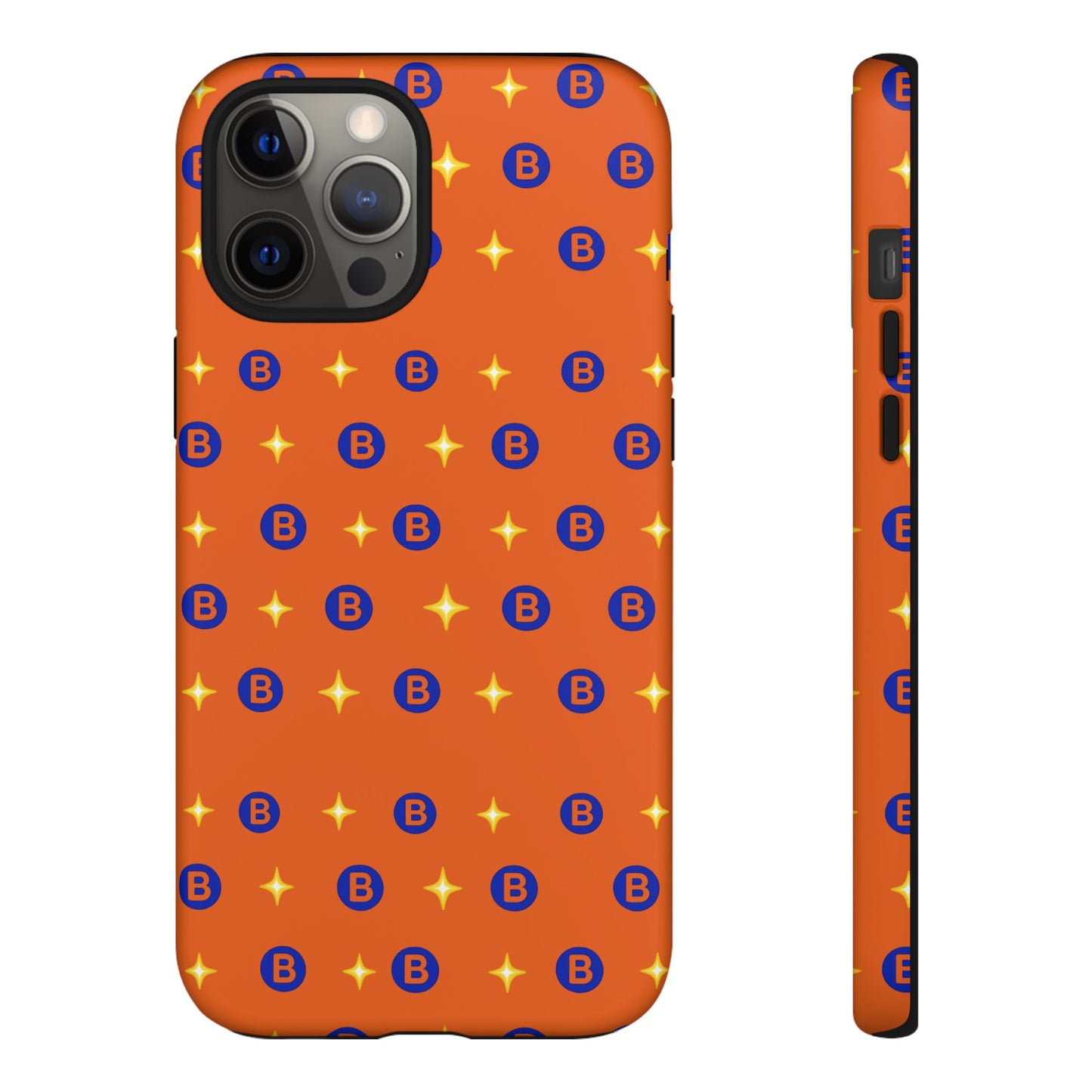 Orange Retro Sparkle Phone Case — Monogram B Pattern Tough Case