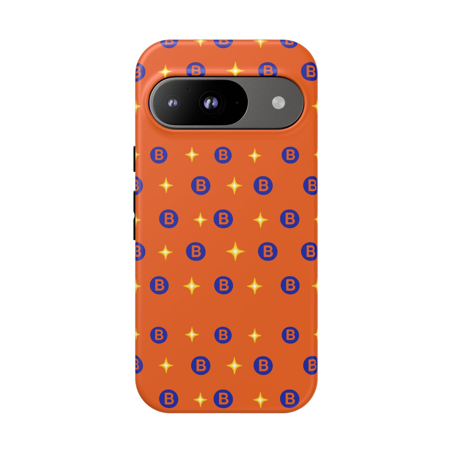 Orange Retro Sparkle Phone Case — Monogram B Pattern Tough Case