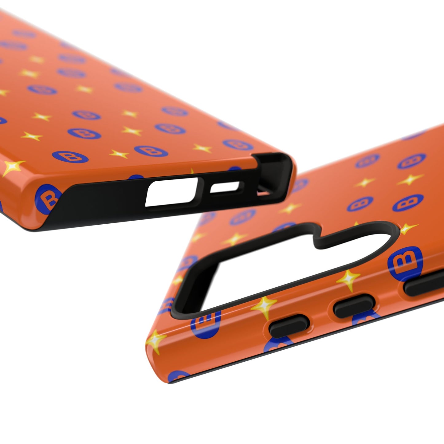 Orange Retro Sparkle Phone Case — Monogram B Pattern Tough Case