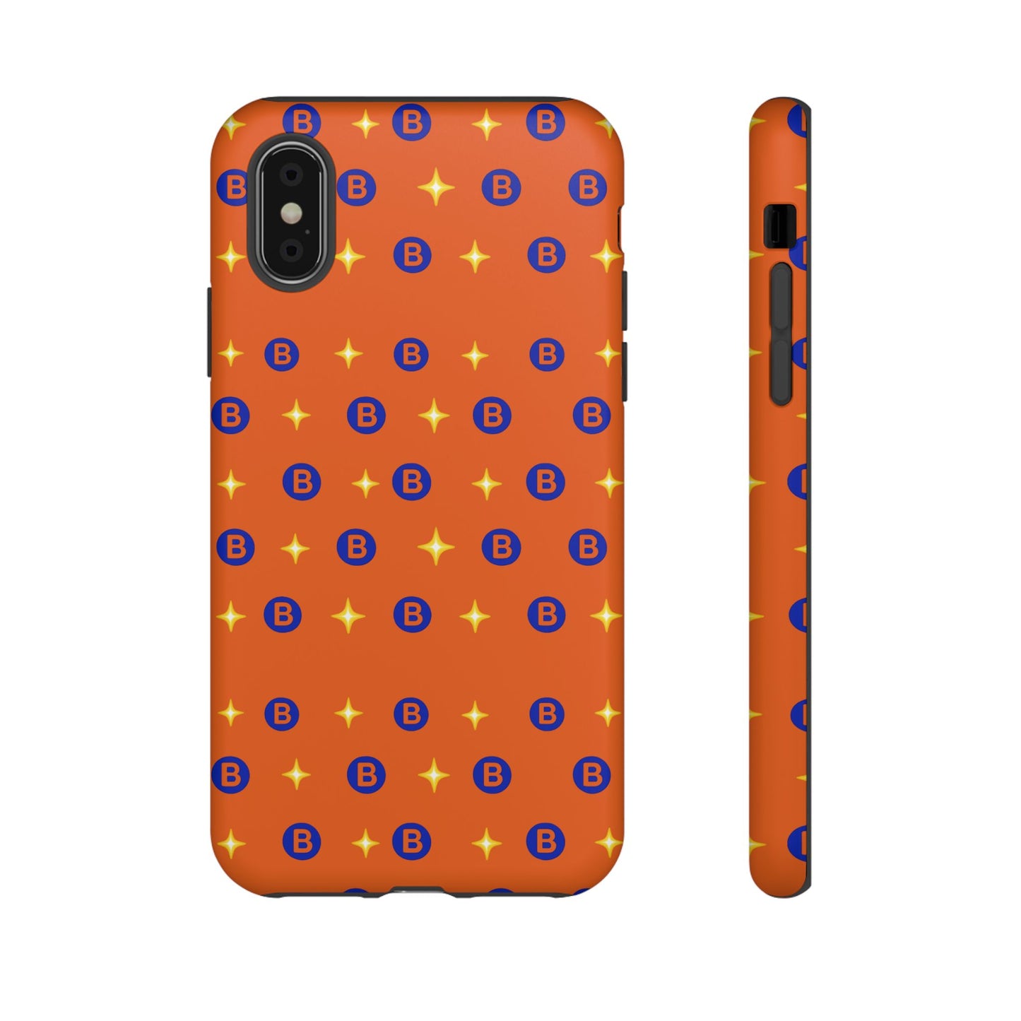 Orange Retro Sparkle Phone Case — Monogram B Pattern Tough Case