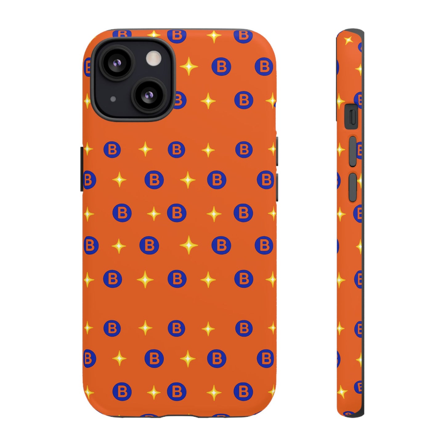 Orange Retro Sparkle Phone Case — Monogram B Pattern Tough Case