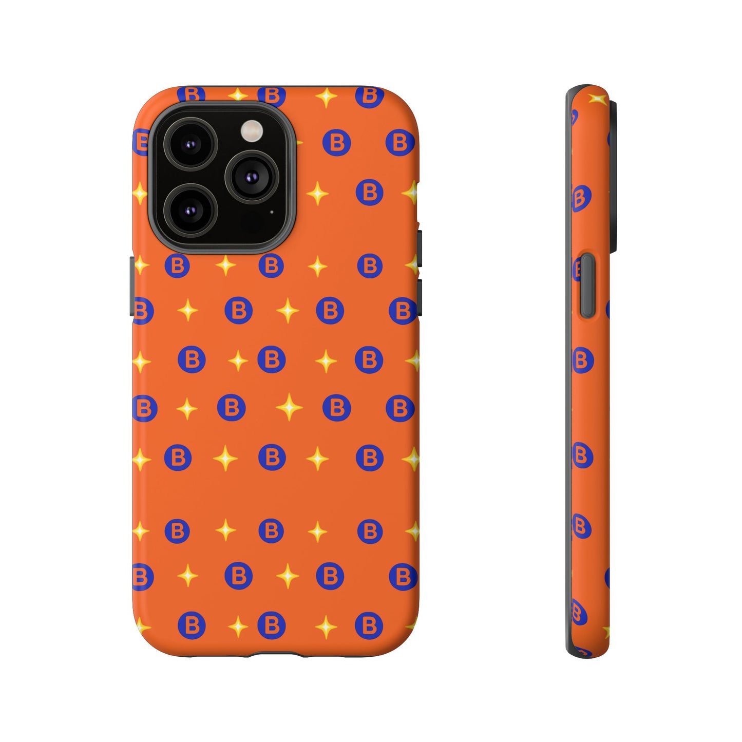 Orange Retro Sparkle Phone Case — Monogram B Pattern Tough Case