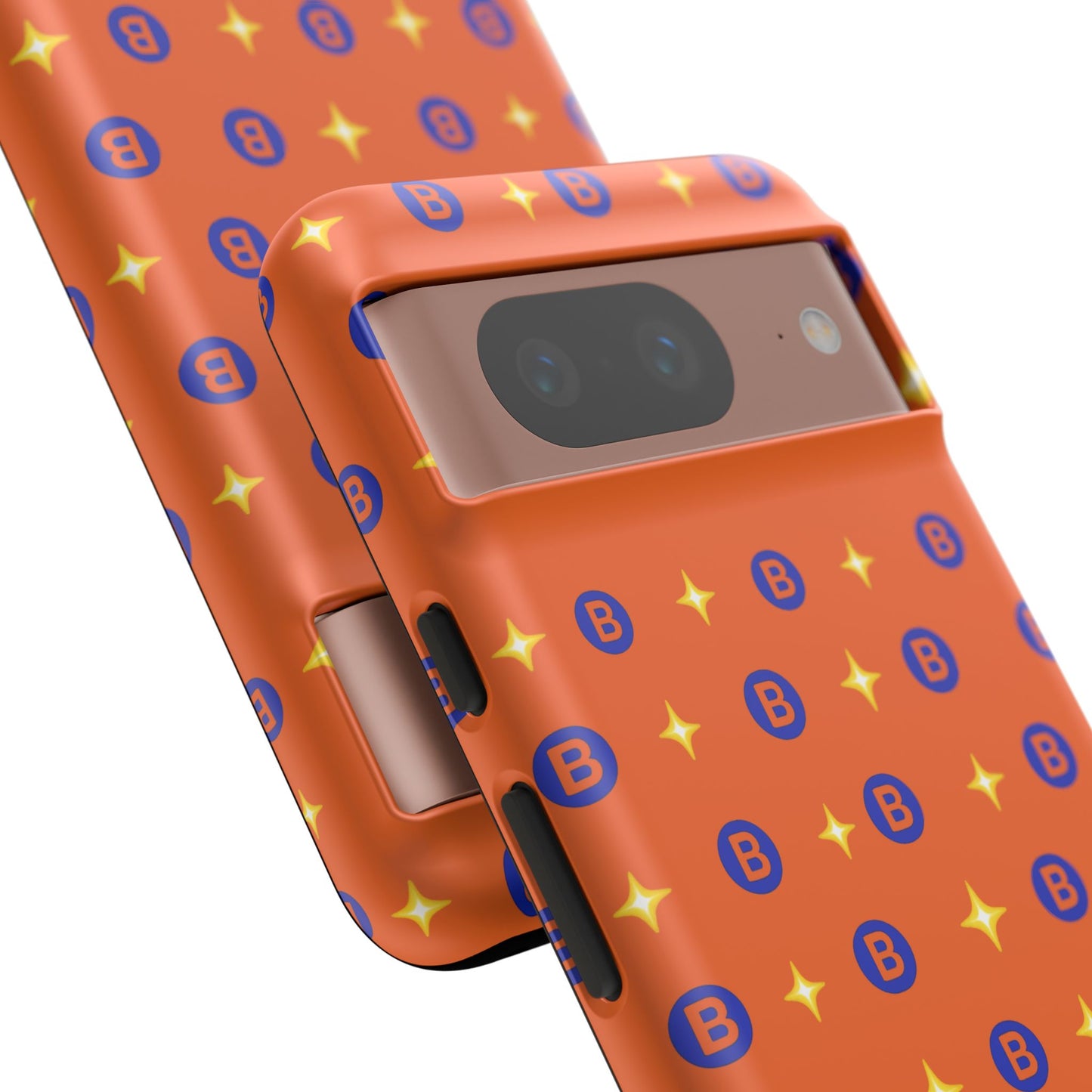 Orange Retro Sparkle Phone Case — Monogram B Pattern Tough Case
