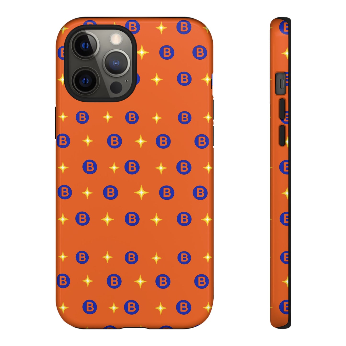 Orange Retro Sparkle Phone Case — Monogram B Pattern Tough Case