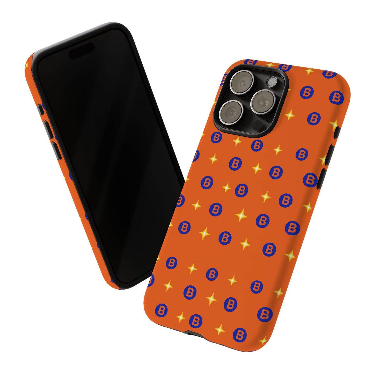 Orange Retro Sparkle Phone Case — Monogram B Pattern Tough Case