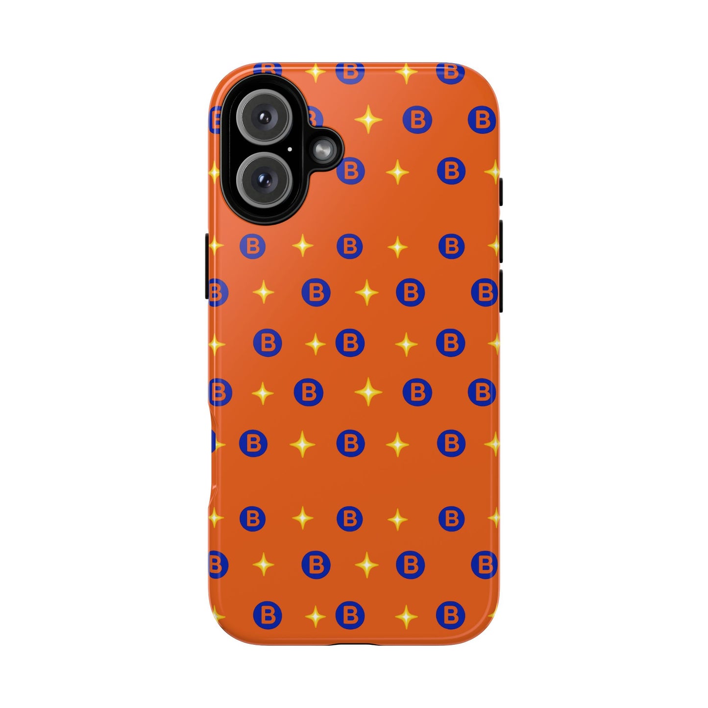Orange Retro Sparkle Phone Case — Monogram B Pattern Tough Case