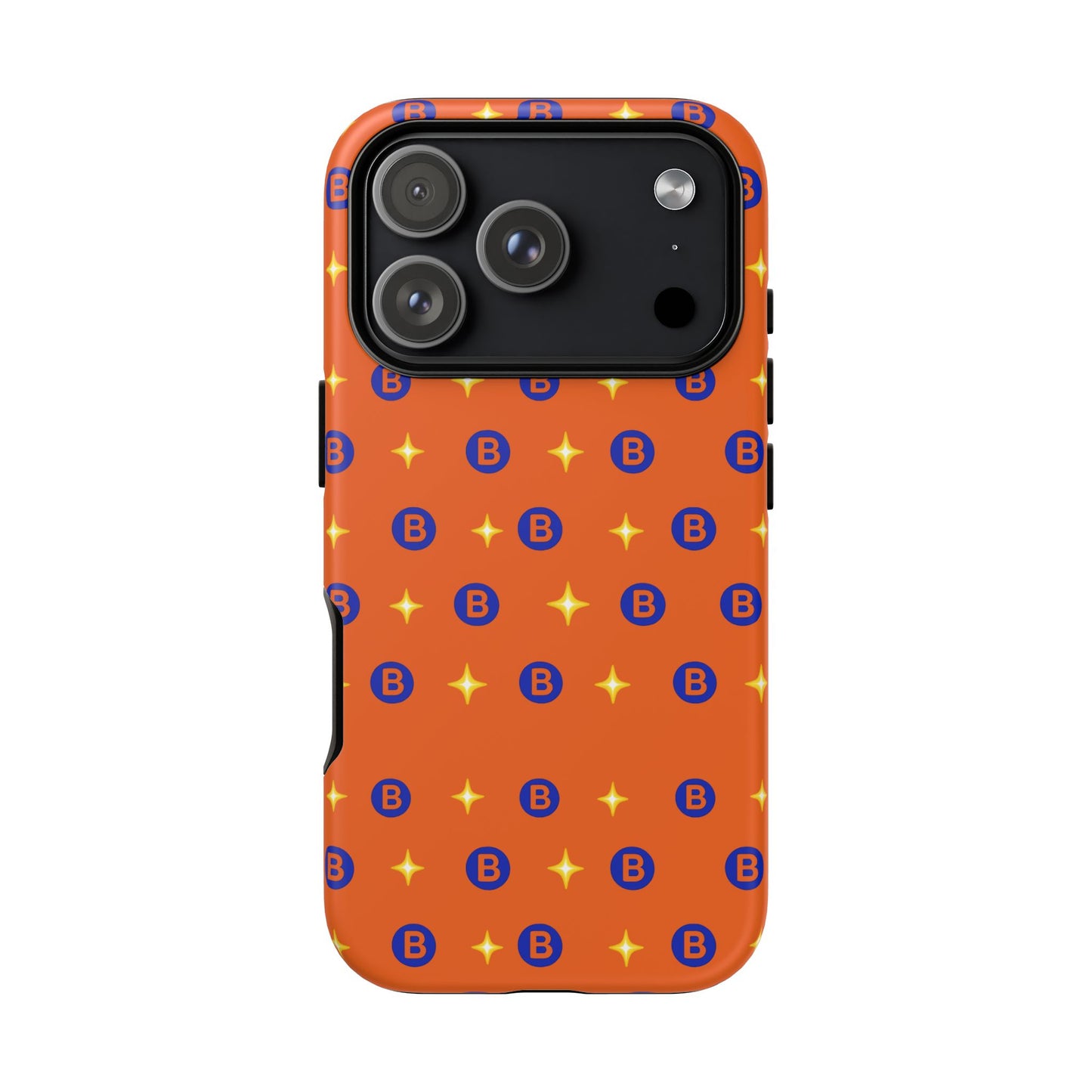Orange Retro Sparkle Phone Case — Monogram B Pattern Tough Case