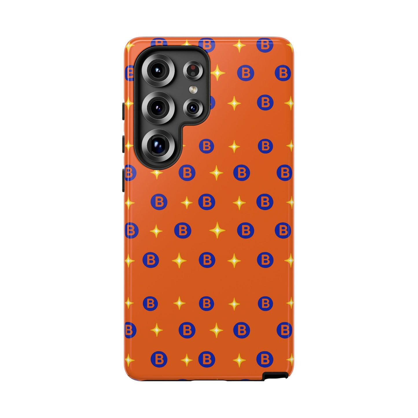 Orange Retro Sparkle Phone Case — Monogram B Pattern Tough Case