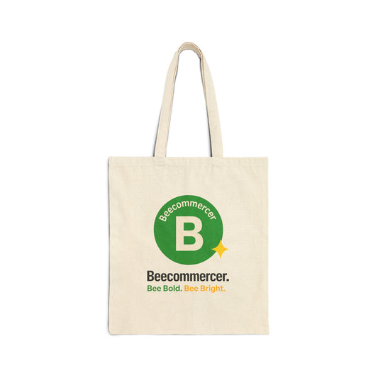 Beecommercer Canvas Tote Bag — "Bee Bold, Bee Bright" Eco Market Tote