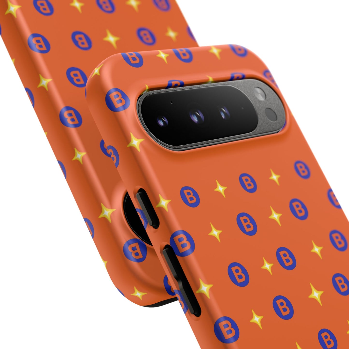 Orange Retro Sparkle Phone Case — Monogram B Pattern Tough Case