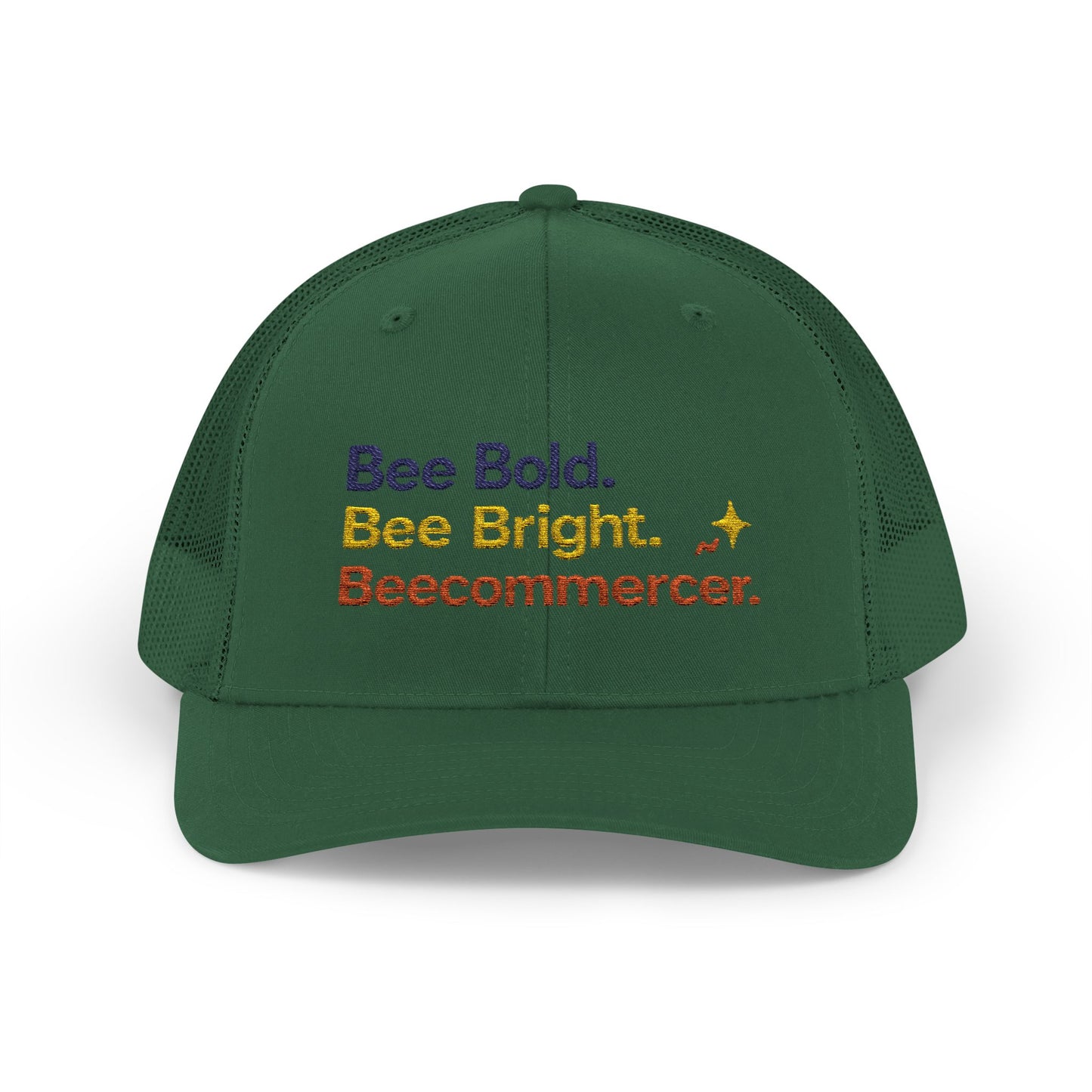 Trucker Cap — "Bee Bold. Bee Bright. Beecommercer." Embroidered Entrepreneur Hat