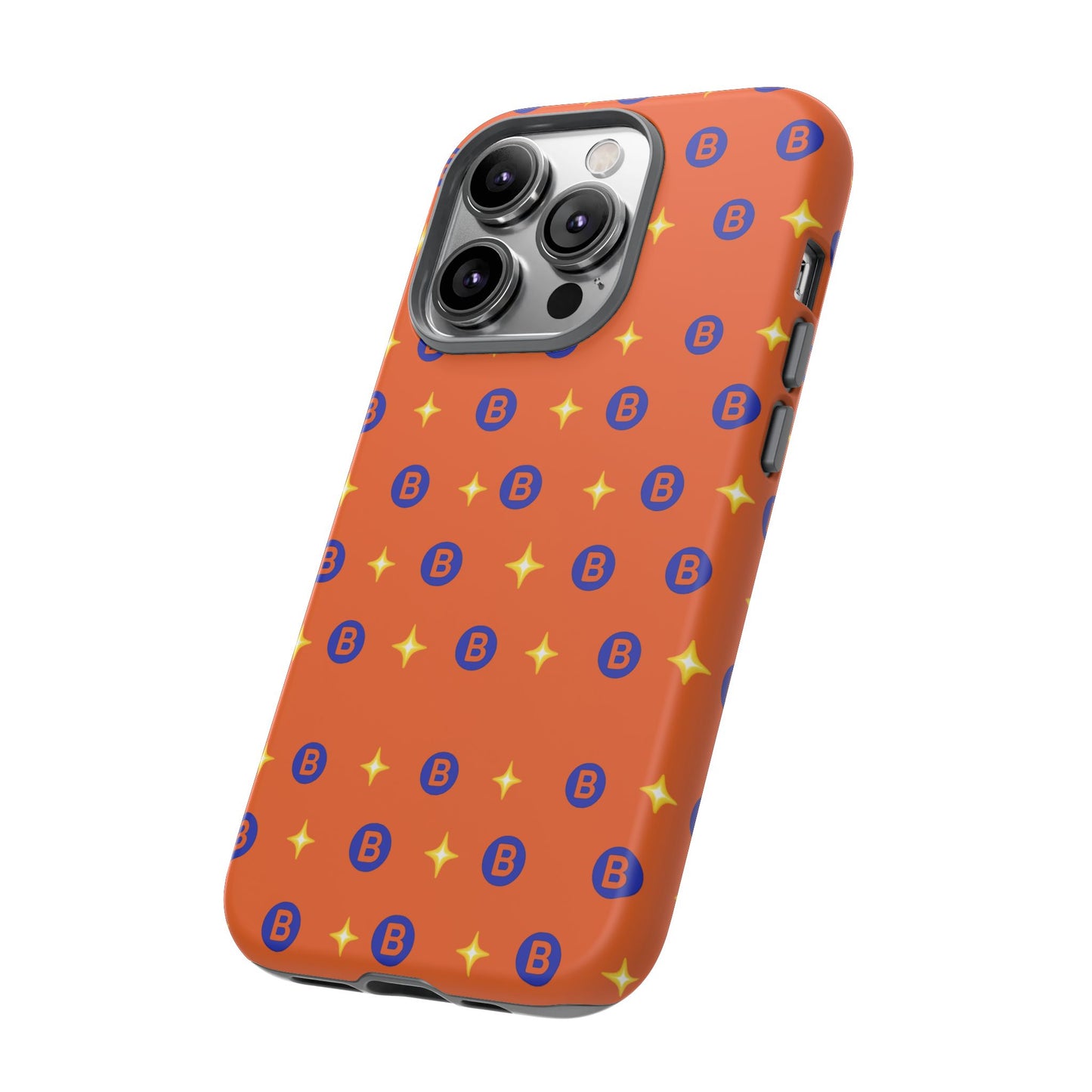 Orange Retro Sparkle Phone Case — Monogram B Pattern Tough Case