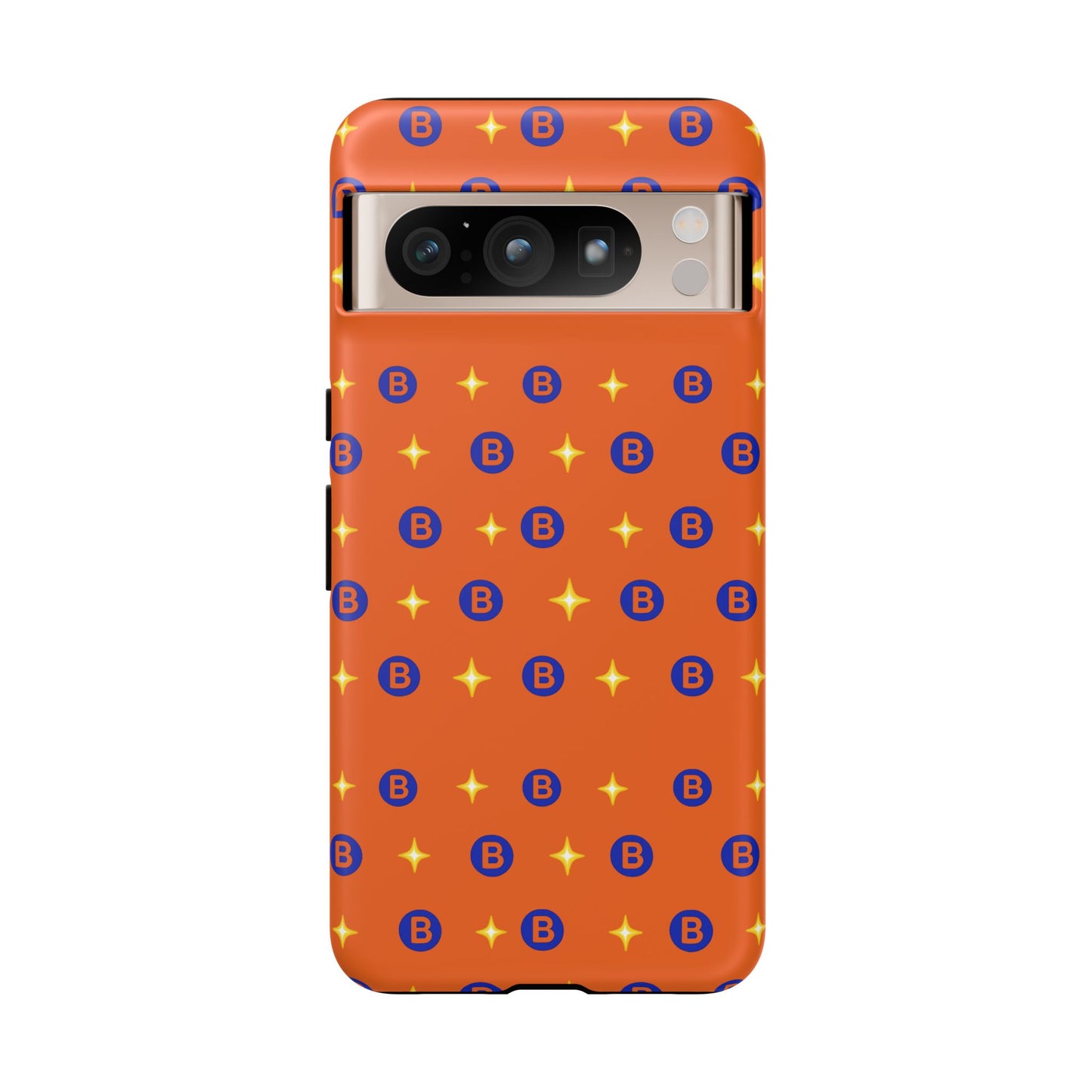 Orange Retro Sparkle Phone Case — Monogram B Pattern Tough Case