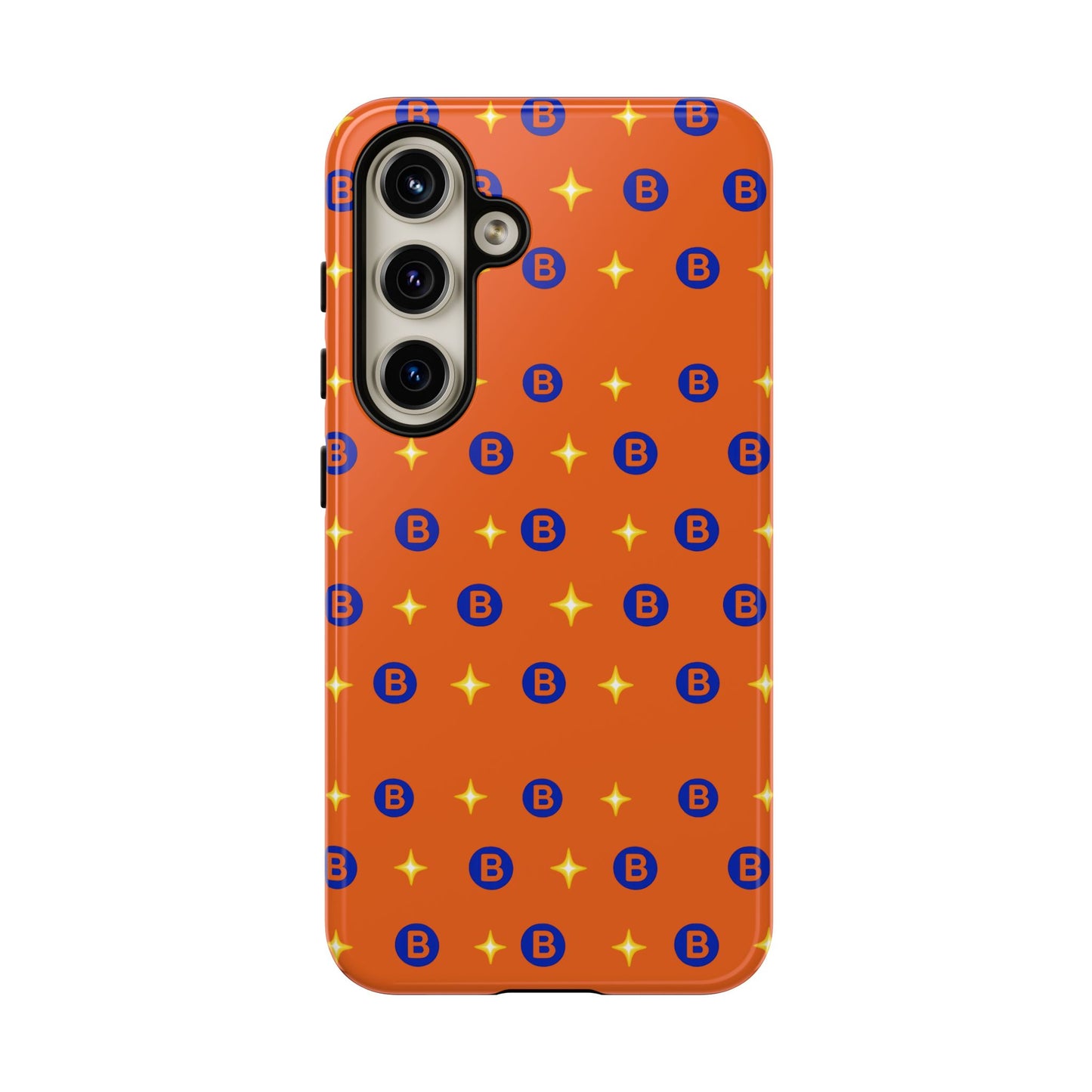 Orange Retro Sparkle Phone Case — Monogram B Pattern Tough Case