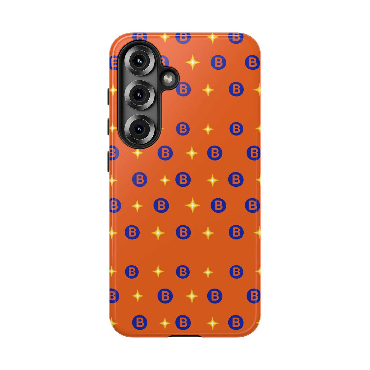 Orange Retro Sparkle Phone Case — Monogram B Pattern Tough Case
