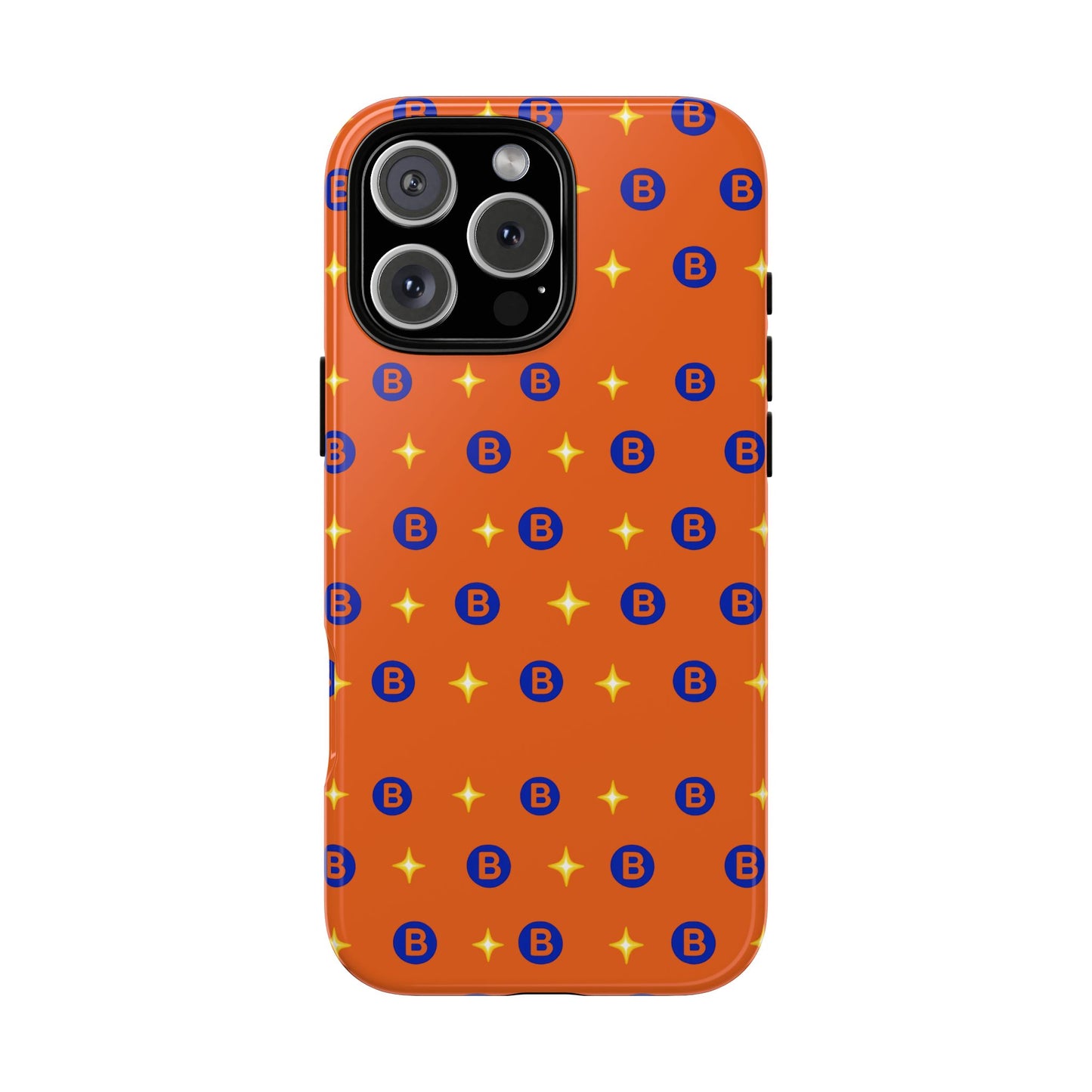 Orange Retro Sparkle Phone Case — Monogram B Pattern Tough Case